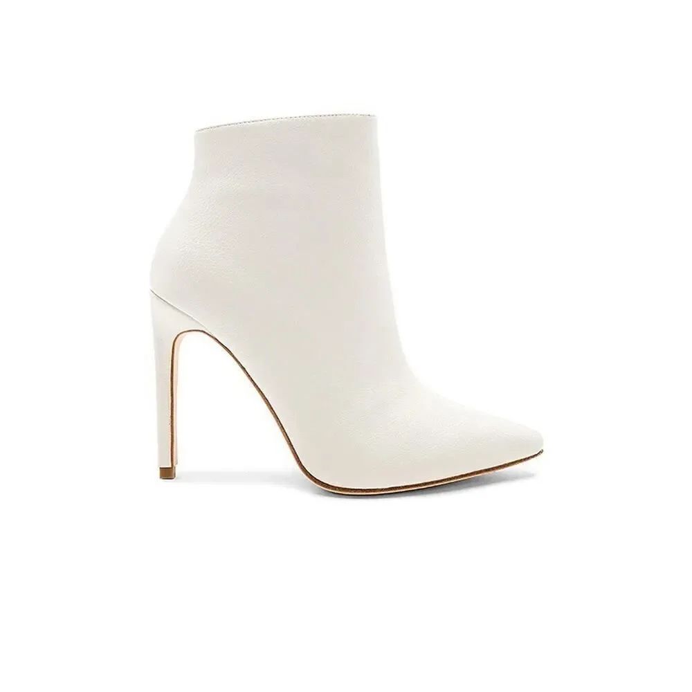 Raye White Leather Pointed Toe High Heel Stiletto Ankle Boots Size 9